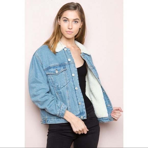 Brandy Melville Sherpa Lined Jean Jacket - Picture 1 of 3